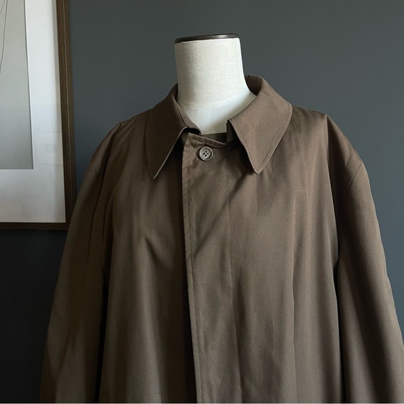 Vintage Tan Trench Coat with Removable Lining Khaki Overcoat 46R Unisex XL - Picture 2 of 11
